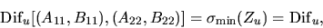 \begin{displaymath}
{\rm Dif}_u[(A_{11}, B_{11}),(A_{22}, B_{22})]
= \sigma_{\min} (Z_u)
= {\rm Dif}_u,
\end{displaymath}