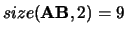 $size({\bf AB},2) = 9$