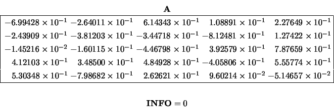 \begin{displaymath}\begin{array}{c} \begin{array}{c} {\bf A} \\
\begin{array}{...
...\ \\
\begin{array}{c} {\bf INFO} = 0 \end{array} \end{array} \end{displaymath}