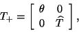 \begin{displaymath}
T_+ = \left[
\ba{cc}
\theta & 0 \\
0 & \widehat{T} \\
\ea \right],
\end{displaymath}