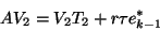 \begin{displaymath}
A V_2 = V_2 T_2 + r\tau e_{k-1}^*
\end{displaymath}