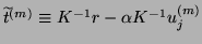 $\widetilde{t}^{(m)}\equiv {K}^{-1}r -\alpha {K}^{-1} {u}_j^{(m)}$