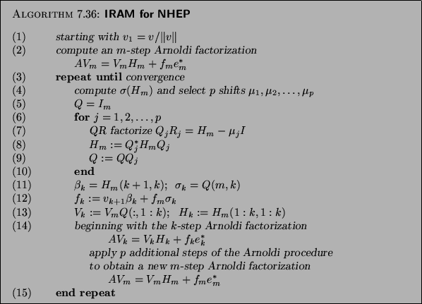 \begin{algorithm}
{IRAM for NHEP
}
{
\begin{tabbing}
(nr)ss\=ijkl\=bbb\=ccc\=dd...
..._m^{\ast} $\ \\
{\rm (15)} \> \>{\bf end repeat}
\end{tabbing}}
\end{algorithm}