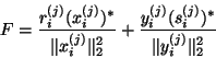 \begin{displaymath}
F = \frac{ r_i^{(j)} (x_i^{(j)})^{\ast} }{ \Vert x_i^{(j)}\V...
...rac{ y_i^{(j)} (s_i^{(j)})^{\ast}}{ \Vert y_i^{(j)}\Vert^2_2 }
\end{displaymath}