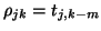 $\rho_{jk}=t_{j,k-m}$