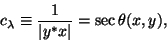 \begin{displaymath}
c_{\lambda}\equiv \frac {1}{\vert y^{\ast} x\vert}
=\sec\theta(x,y),
\end{displaymath}