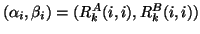 $(\alpha_i,\beta_i) =
(R^A_k(i,i),R^B_k(i,i))$