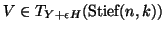 $V \in T_{Y+\epsilon H}(\mbox{Stief}(n,k))$