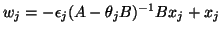 $w_j = -\epsilon_j (A-\theta_j B)^{-1} B x_j + x_j$