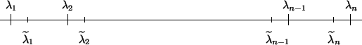 \begin{picture}(6.5,1.2)(0.0,0.5)
\put(0,1.0){\line(1,0){6.4}}
%%
\put(0.1,1.2...
...%%
\put(5.8,0.6){$\tla_{n}$}
\put(5.9,0.95){\line(0,1){0.1} }
%%
\end{picture}