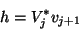 \begin{displaymath}h=V_j^{\ast} v_{j+1}\end{displaymath}